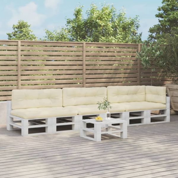 Палетни възглавници, 7 бр, кремави, текстил