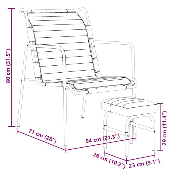 Фотьойл за релакс с поставка за крака, черен, естествена кожа