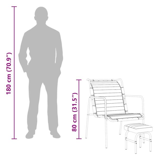 Фотьойл за релакс с поставка за крака, черен, естествена кожа