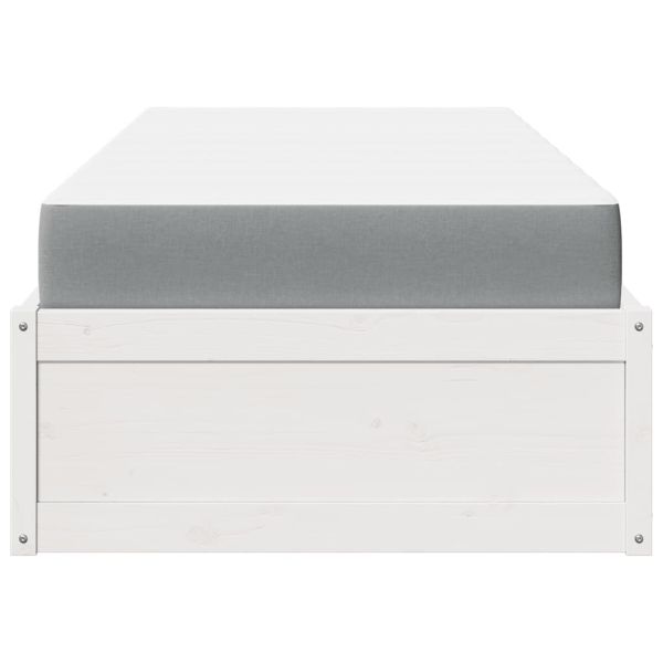 Легло с матрак, бяло, 90x190 см, бор масив