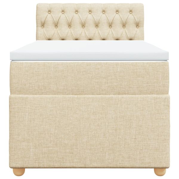 Боксспринг легло с матрак, кремава, 90x200 см, плат