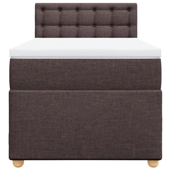 Боксспринг легло с матрак, тъмнокафяво, 100x200 см, плат