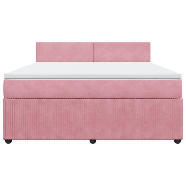 Боксспринг легло с матрак, розово, 180x200 см, кадифе