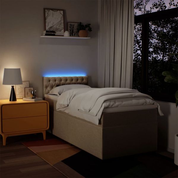 Боксспринг легло с матрак, кремава, 90x200 см, плат