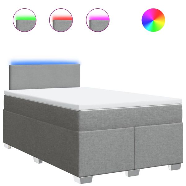 Боксспринг легло с матрак, светлосиво, 120x200 см, плат