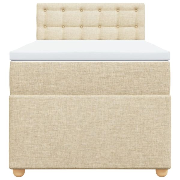 Боксспринг легло с матрак, кремава, 90x200 см, плат