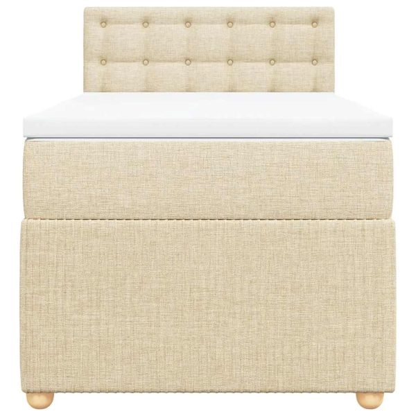 Боксспринг легло с матрак, кремава, 90x200 см, плат