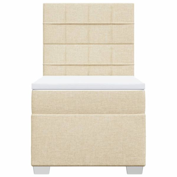 Боксспринг легло с матрак, кремава, 90x200 см, плат