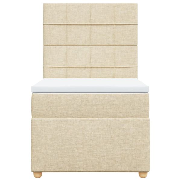 Боксспринг легло с матрак, кремава, 90x200 см, плат