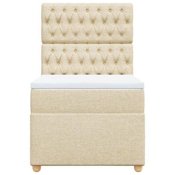 Боксспринг легло с матрак, кремава, 90x200 см, плат