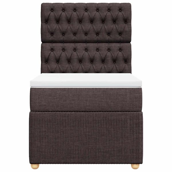 Боксспринг легло с матрак, тъмнокафяво, 90x200 см, плат