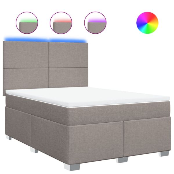 Боксспринг легло с матрак, таупе, 140x190 см, плат