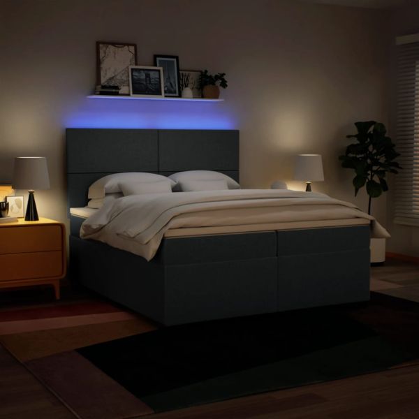 Боксспринг легло с матрак, синьо, 200x200 см, плат