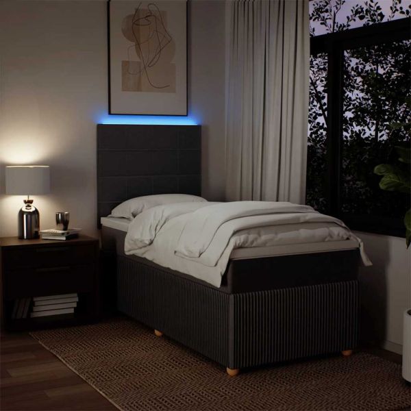 Боксспринг легло с матрак, тъмнокафяво, 90x200 см, плат