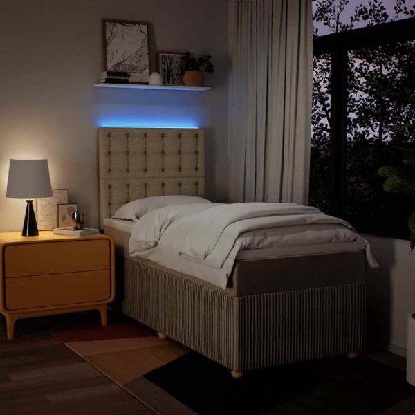 Боксспринг легло с матрак, кремава, 90x200 см, плат