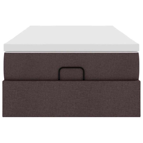 Османска легло с матрак, тъмнокафяво, 90x190 см, плат