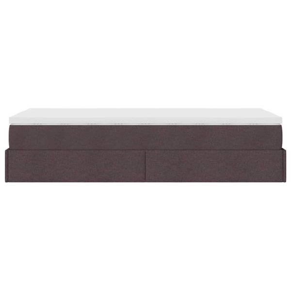 Османска легло с матрак, тъмнокафяво, 90x190 см, плат