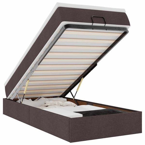 Османска легло с матрак, тъмнокафяво, 100x200 см, плат