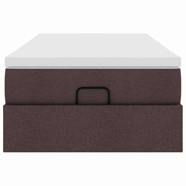 Османска легло с матрак, тъмнокафяво, 100x200 см, плат