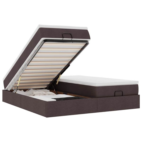 Османска легло с матраци, тъмнокафяво, 180x200 см, плат