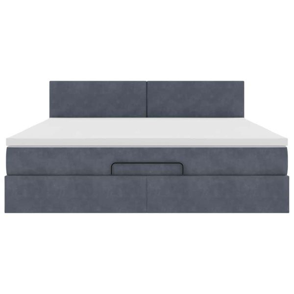 Османска легло с матрак, тъмносиво, 180x200 см, кадифе