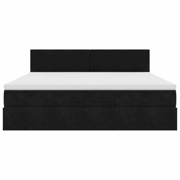 Османска легло с матрак, черно, 180x200 см, кадифе