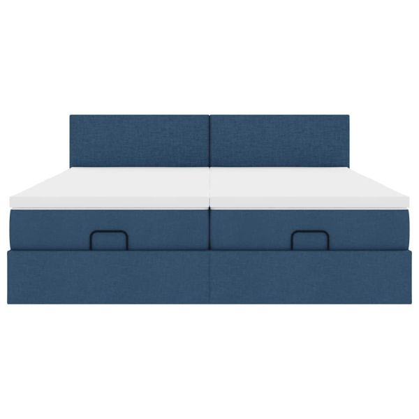 Османска легло с матраци, синьо, 180x200 см, плат