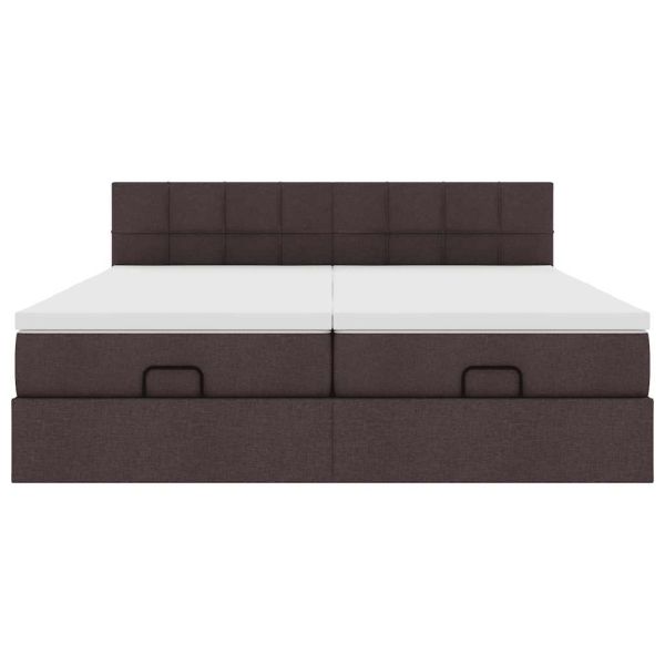 Османска легло с матраци, тъмнокафяво, 180x200 см, плат
