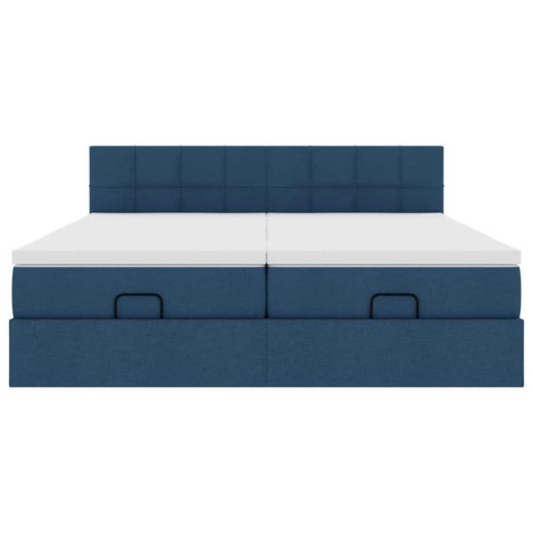 Османска легло с матраци, синьо, 180x200 см, плат