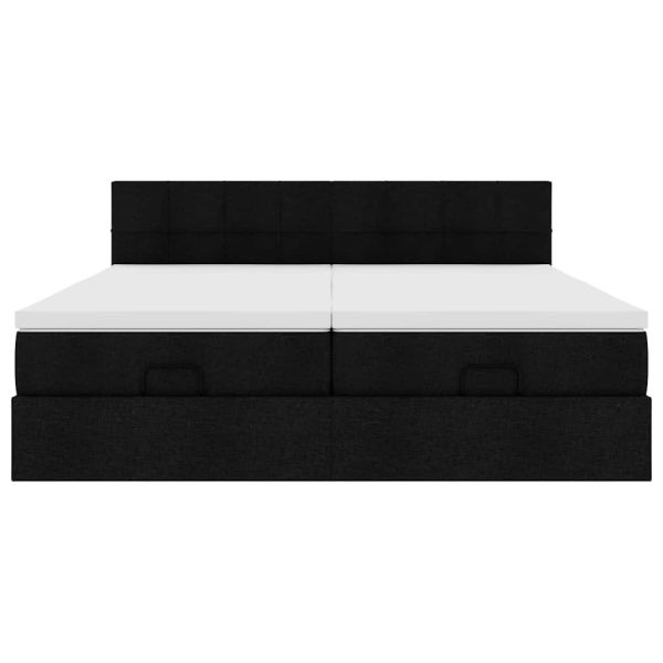Османска легло с матраци, черно, 200x200 см, плат