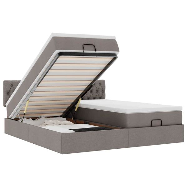 Османска легло с матраци, таупе, 180x200 см, плат