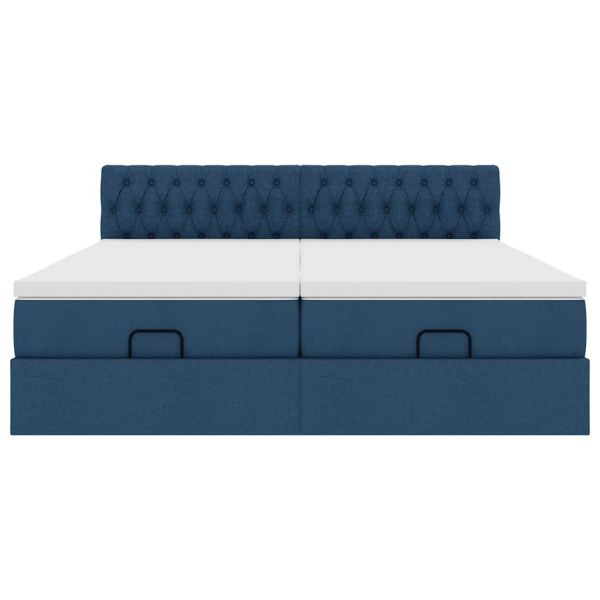 Османска легло с матраци, синьо, 180x200 см, плат