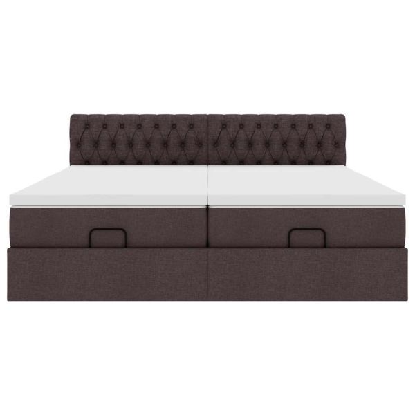 Османска легло с матраци, тъмнокафяво, 200x200 см, плат