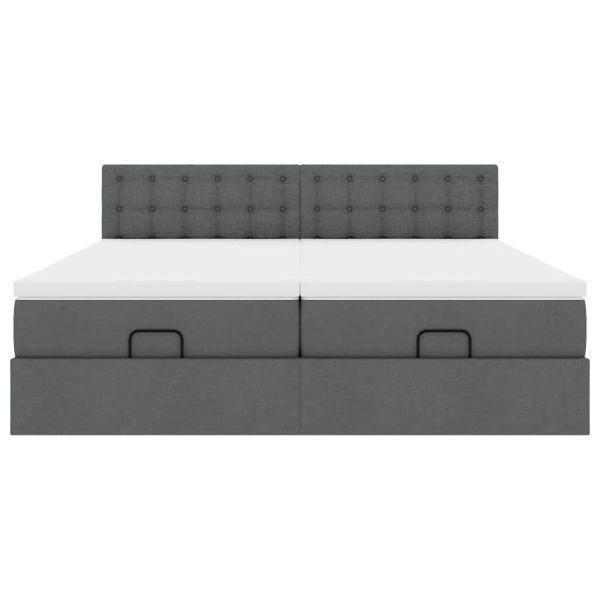 Османска легло с матраци, тъмносиво, 200x200 см, плат