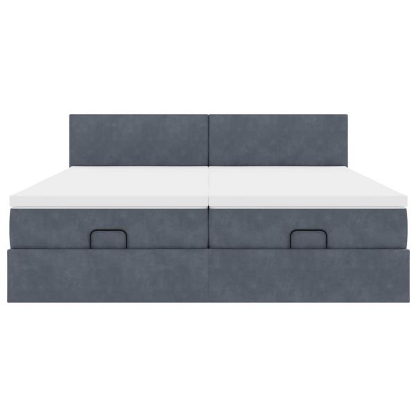 Османска легло с матраци, тъмносиво, 180x200 см, кадифе
