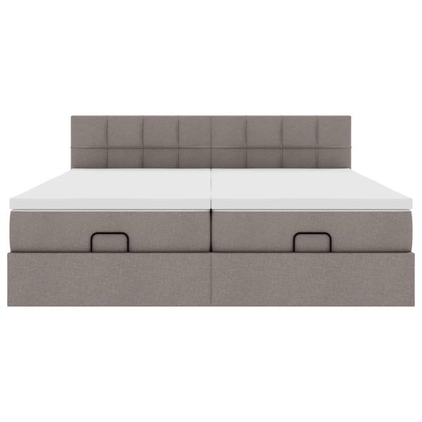 Османска легло с матраци и LED, таупе, 180x200 см, плат