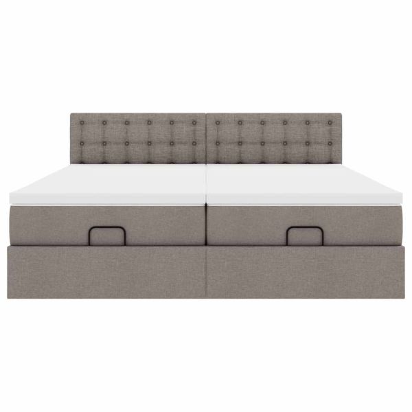 Османска легло с матраци и LED, таупе, 180x200 см, плат