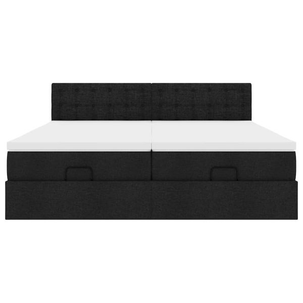 Османска легло с матрак и LED, черно, 200x200 см, плат