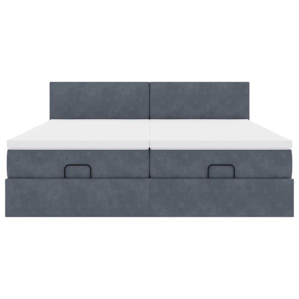 Османска легло с матраци и LED, тъмносиво, 180x200 см, кадифе