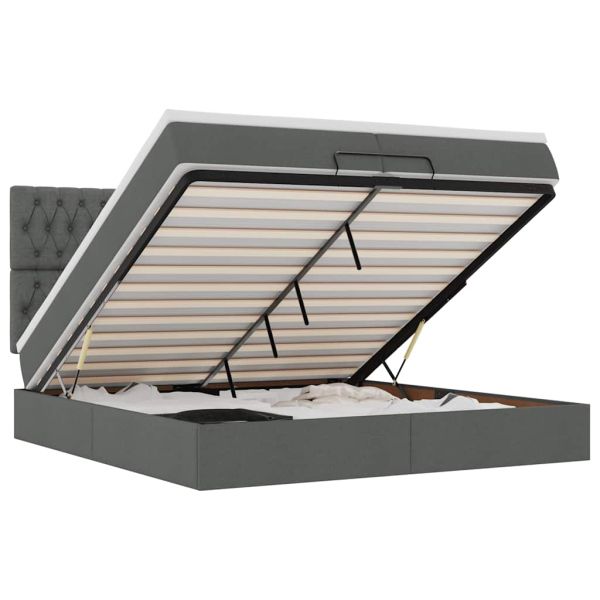 Османска легло с матраци, тъмносиво, 200x200 см, плат