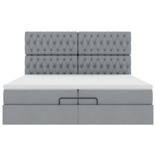 Османска легло с матраци, тъмносиво, 200x200 см, плат