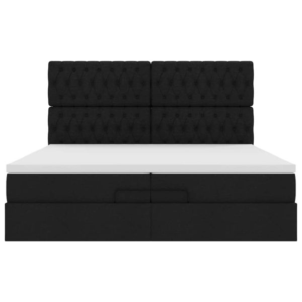 Османска легло с матраци, черно, 200x200 см, плат