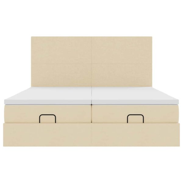 Османска легло с матраци, кремаво, 160x200 см, плат