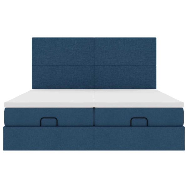 Османска легло с матраци, синьо, 180x200 см, плат