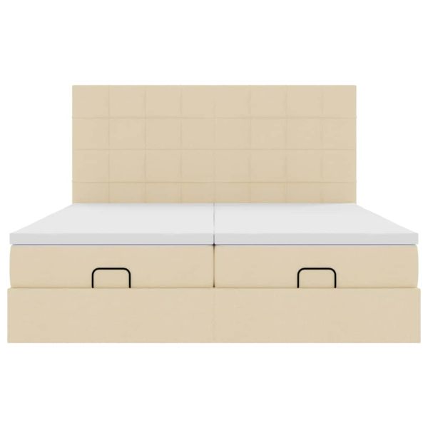 Османска легло с матраци, кремаво, 180x200 см, плат