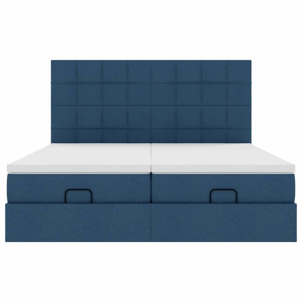 Османска легло с матраци, синьо, 200x200 см, плат