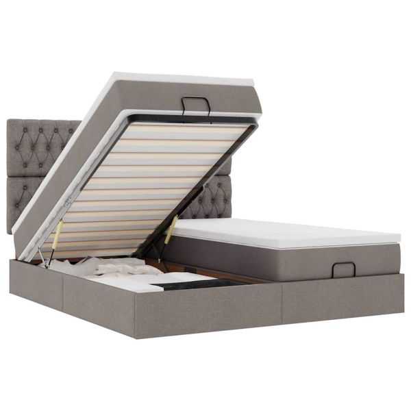 Османска легло с матраци, таупе, 180x200 см, плат