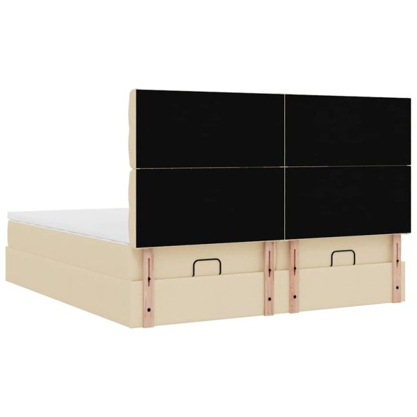 Османска легло с матраци, кремаво, 180x200 см, плат