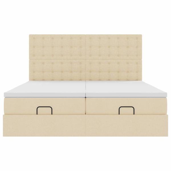 Османска легло с матраци, кремаво, 180x200 см, плат