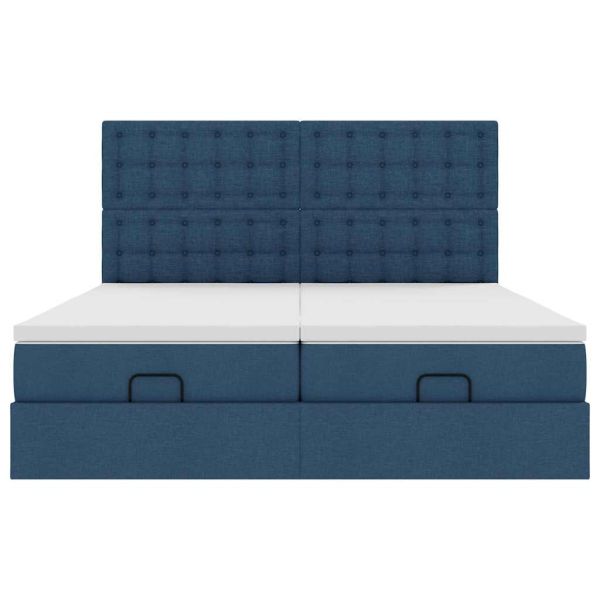 Османска легло с матраци, синьо, 200x200 см, плат